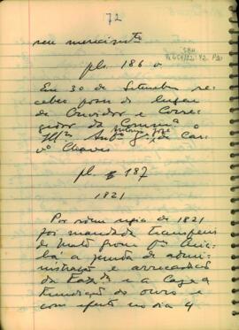 Memória dos vereadores da Câmara de Cuiabá sobre Ordem Régia de 1821