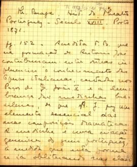 Fragmentos do livro "História do Theatro Portuguez"