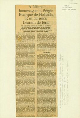 "A última homenagem a Sérgio Buarque de Holanda. E os curiosos ficam de fora"