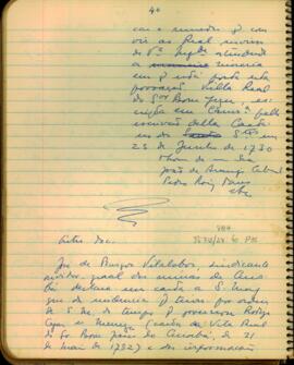Documento referindo-se à carta de José Burgos Vilalobos