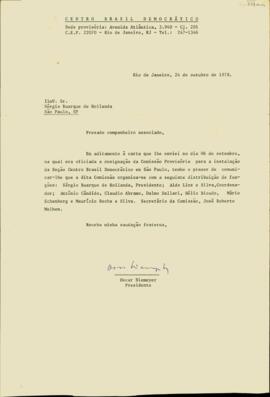 Carta de Oscar Niemeyer a Sérgio Buarque de Holanda