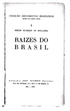 Fotografia da capa da 1ª edição do livro "Raízes do Brasil"
