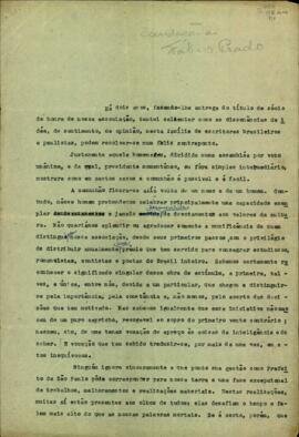 Discurso em nome da Sociedade Paulista de Escritores