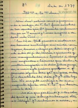 Carta de João José Paliur a D. Luis de Albuquerque de Melo Pereira e Caceres