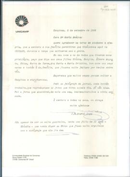 Carta de José Roberto do Amaral Lapa a Maria Amélia Alvim Buarque de Holanda