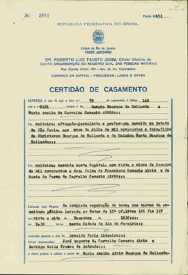 Certidão de casamento de Sérgio Buarque e Maria Amélia