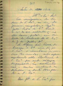 Carta de Sanches João de Queiroga a João Carlos Augusto D' Oeynhausen