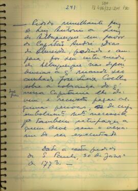 Representação de D. Luís Antônio [de Souza] a Luís de Albuquerque de Melo Pereira e Caceres