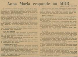 Anna Maria responde ao MDB